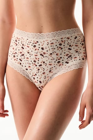Krema Pembesi Rahat Pamuklu Yüksek Bel Slip Külot