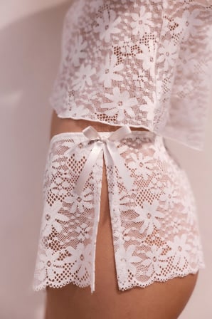 Kırık Beyaz Lace Dantel Şort
