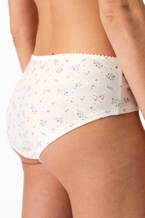 Kırık Beyaz Eyelet Çiçekli Yüksek Bel Boyshort Külot