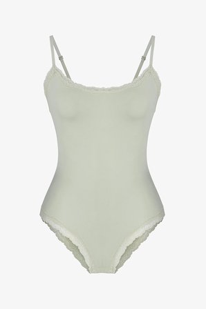 Aloe Vera Mint Yeşili Lace Dantel Detaylı Bodysuit