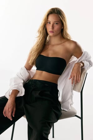 İz Bırakmaz Siyah Invisible Bandeau Pedli Sütyen