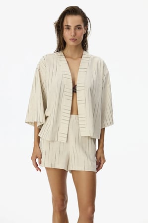 Naya Çizgili 3/4 Kollu Kimono