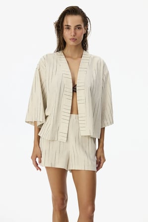 Naya Çizgili 3/4 Kollu Kimono