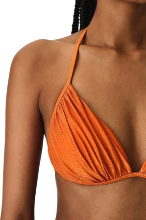 Turuncu Dorothy Üçgen Cup Simli Bikini Üstü