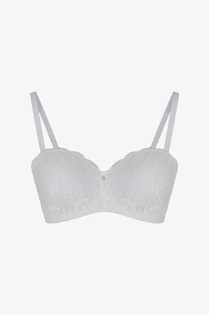 Kırık Beyaz Lotus Straplez Lace Dantel Balenli Sütyen