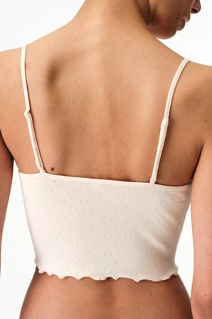 Krema Pembesi Pointel Crop Çiçekli Atlet