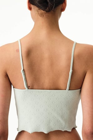 Açık Yeşil Pointel Crop Çiçekli Atlet