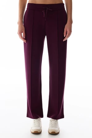 Bordo Modal Yüksek Bel Düz Paça  Pantolon