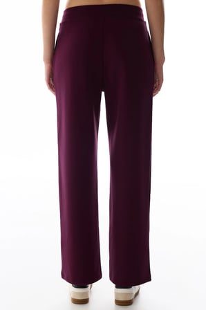 Bordo Modal Yüksek Bel Düz Paça  Pantolon