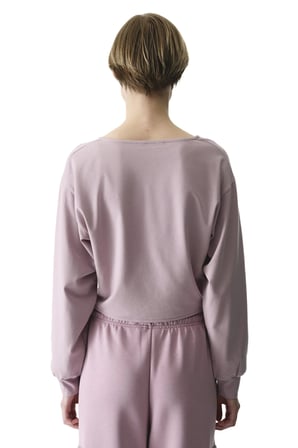 Pembe Büzgülü V Yaka Pamuk Modal Karışımlı Sweatshirt