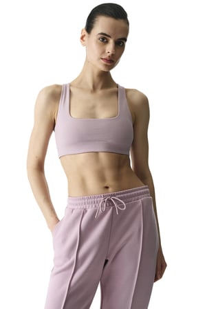 Pembe Sırtı Büzgülü Çıkarılabilir Pedli Pamuk Modal Karışımlı Spor Sütyeni