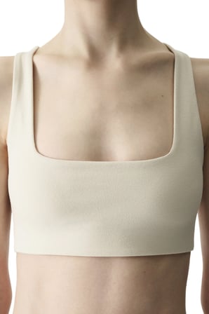 Açık Bej Sırtı Büzgülü Çıkarılabilir Pedli Pamuk Modal Karışımlı Spor Sütyeni