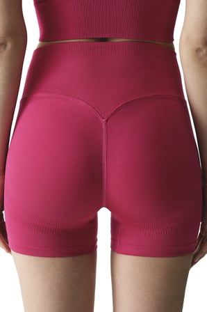 Pembe Seamless Dikişsiz Yüksek Bel Push Up Kısa Tayt