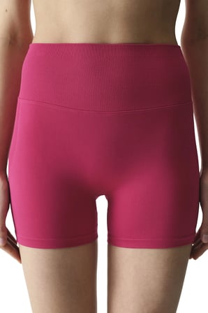 Pembe Seamless Dikişsiz Yüksek Bel Push Up Kısa Tayt