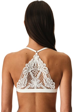 Kırık Beyaz Crochet Back Üçgen Sütyen