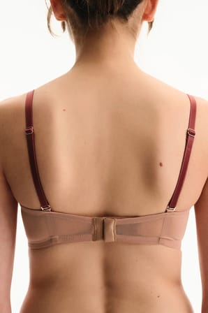 Bej Lotus Dantelli Çiçekli Pedli Sütyen