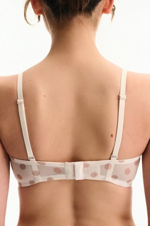 Krema Pembesi Lotus Mesh Puantiye Desenli Pedli Sütyen