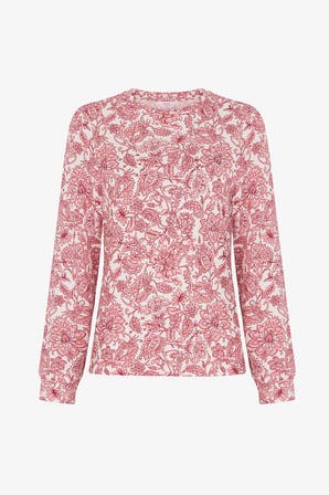 Pembe Countryside Baskılı Çiçekli Uzun Kollu Tişört Pijama Üstü