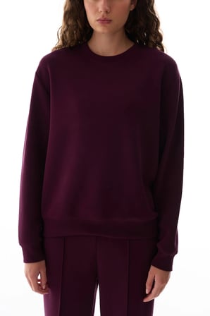Bordo Modal Bisiklet Yaka Oversize Sweatshirt