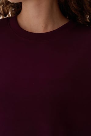 Bordo Modal Bisiklet Yaka Oversize Sweatshirt
