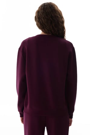 Bordo Modal Bisiklet Yaka Oversize Sweatshirt