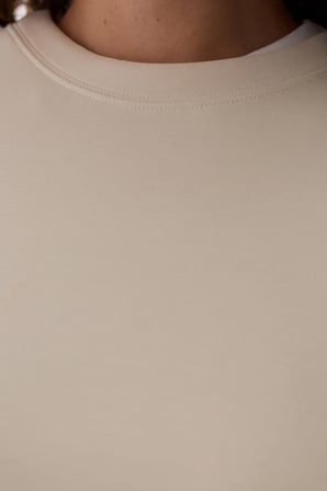 Ekru Modal Bisiklet Yaka Oversize Sweatshirt