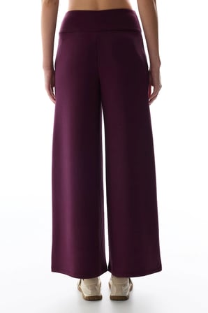Bordo Yüksek Bel Geniş Paça Pantolon