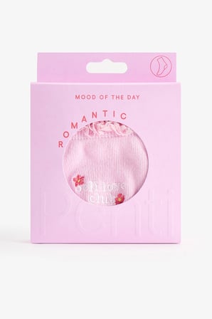 Pembe Self Love Pamuklu Slogan Desenli Dantelli Soket Çorap