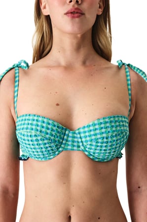 Slainie Balen Pötikare Desenli Fırfırlı Bikini Üstü