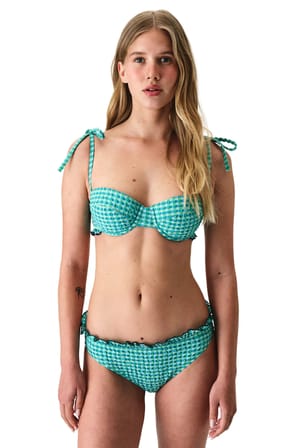 Slainie Balen Pötikare Desenli Fırfırlı Bikini Üstü