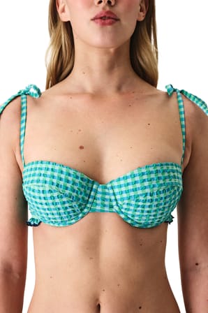 Slainie Balen Pötikare Desenli Fırfırlı Bikini Üstü
