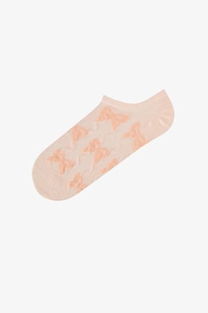 3 Çift Burun Dikişsiz Pamuklu Renkli Fiyonk Kabartma Desenli Sneaker Çorap