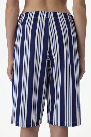 Lacivert Vacation Çizgili Şort Pijama Altı