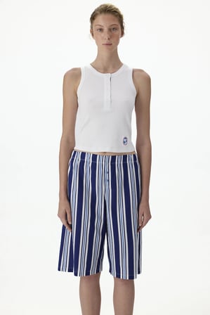 Lacivert Vacation Çizgili Şort Pijama Altı