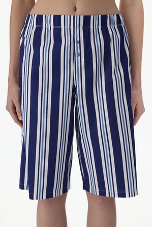 Lacivert Vacation Çizgili Şort Pijama Altı