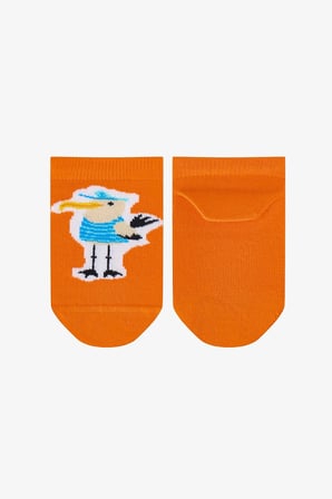 Erkek Çocuk Çizgili Seagull Kuş Desenli 3 Çift Patik Çorap