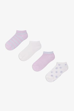 Kız Çocuk Peony Colors Pamuklu Puantiye Desenli 4 Çift Patik Çorap