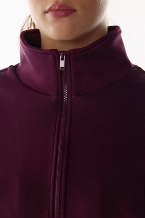 Bordo İpeksi Dokunuş Silky Touch Yarım Fermuarlı Sweatshirt