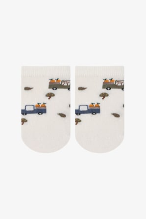 Erkek Çocuk Fruit Dinozor Araba Desenli 4 Çift Patik Çorap