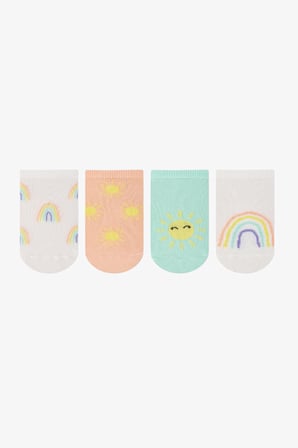 Kız Çocuk Sunny Rainbow Puantiye Desenli Pamuklu 4 Çift Patik Çorap