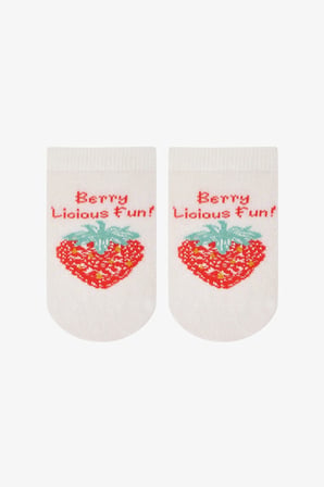 Kız Çocuk Pembe Berrylicious Fun Pamuklu Çilek Desenli 3 Çift Patik Çorap