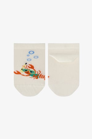 Erkek Çocuk Mavi Snorkel Lobster Hayvan Desenli 3 Çift Patik Çorap