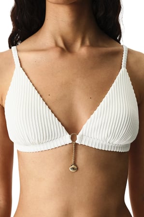 Beyaz Kea Üçgen Fit Bikini Üstü