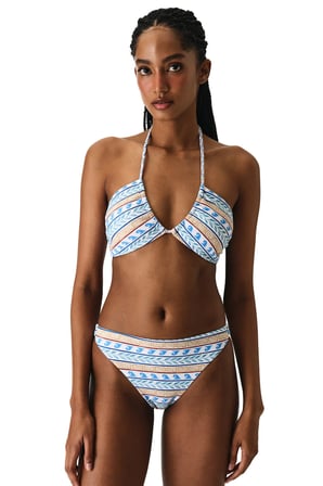 Santorini Etnik Desenli Dokulu Bandeau Bikini Üstü