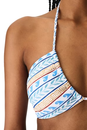 Santorini Etnik Desenli Dokulu Bandeau Bikini Üstü