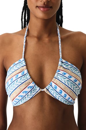 Santorini Etnik Desenli Dokulu Bandeau Bikini Üstü