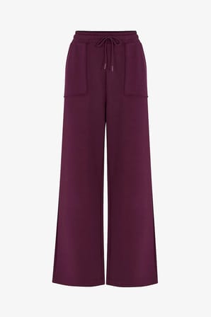 Bordo İpeksi Dokunuş Silky Touch Cep Detaylı Pantolon