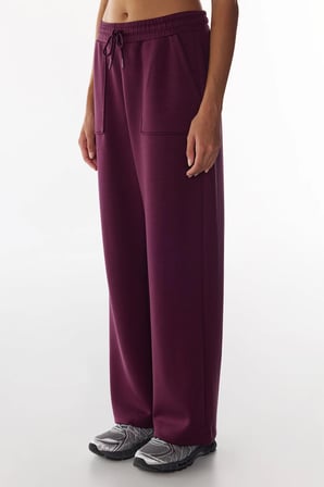 Bordo İpeksi Dokunuş Silky Touch Ayarlanabilir Bel Cepli Eşofman Altı