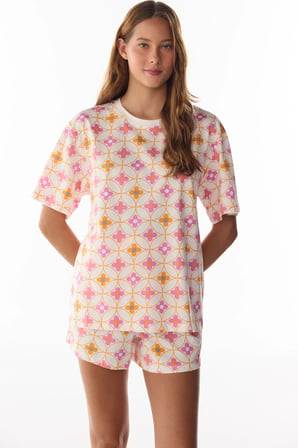 Flora Çiçekli Kısa Kollu Şort Pijama Takımı