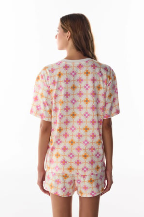 Flora Çiçekli Kısa Kollu Şort Pijama Takımı
